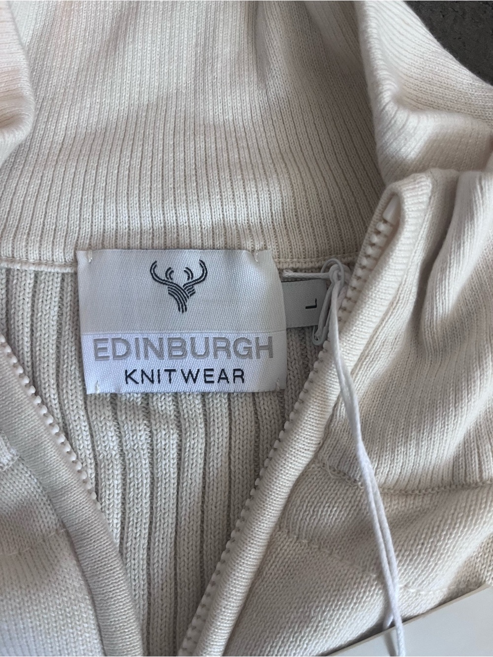 Edinburgh Knitwear Women's Cream Zip-Up Quilted Puffer Jacket Size Large NWT - Picture 7 of 8